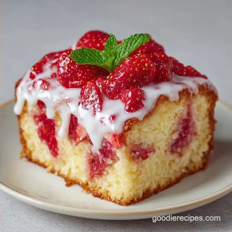 Glazed Strawberry Poke Cake: Fluffy and Moist
