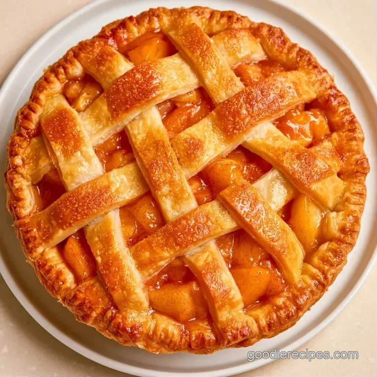 A slice of warm tart pie with a scoop of melting vanilla ice cream on a white ceramic plate with a mint leaf.