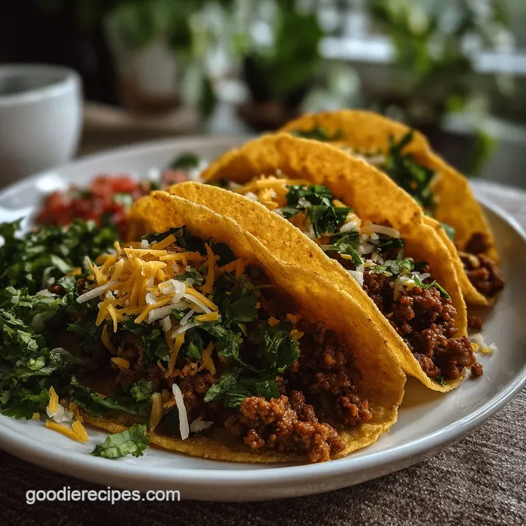 Simple Ground Beef Taco with Seasoning and Cheese for Family