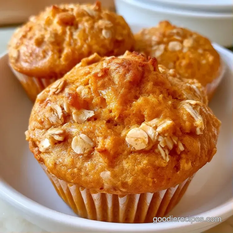 A stack of warm, orange-hued baked goods on a white ceramic plate with a drizzle of maple syrup and a sprig of mint.