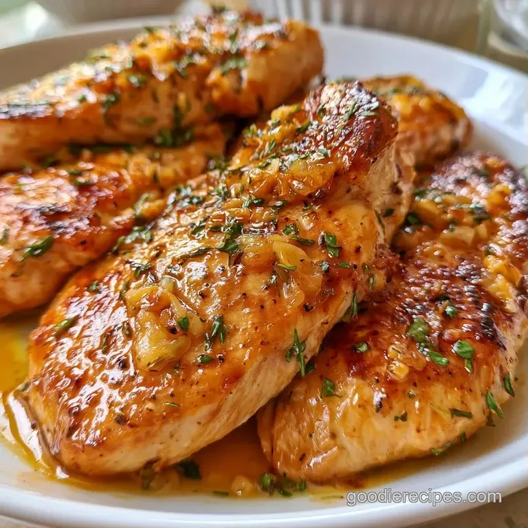 Sliced golden chicken breasts on a ceramic plate, surrounded by briny olives and bright roasted cherry tomatoes.