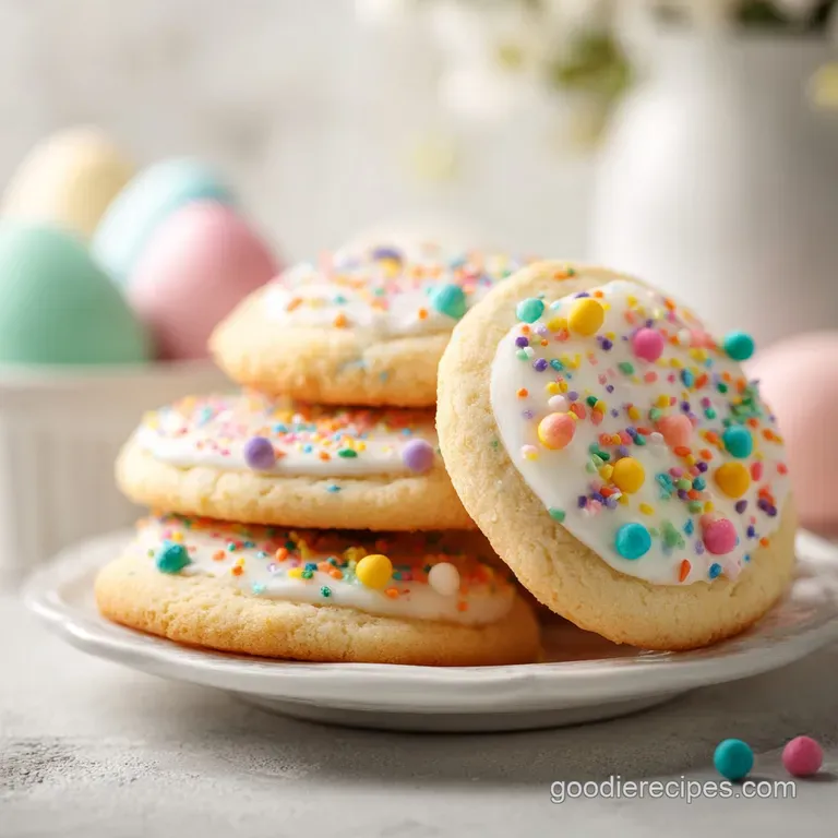 Single, beautifully decorated Easter sugar cookie with detailed floral icing, resting on a delicate patterned plate.
