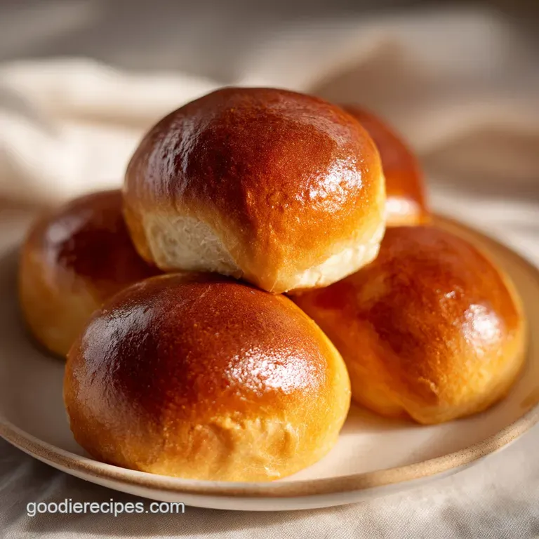 Warm, fluffy rolls arranged in a basket lined with linen, the soft dough hinting at sweetness, ready to be enjoyed fresh f...