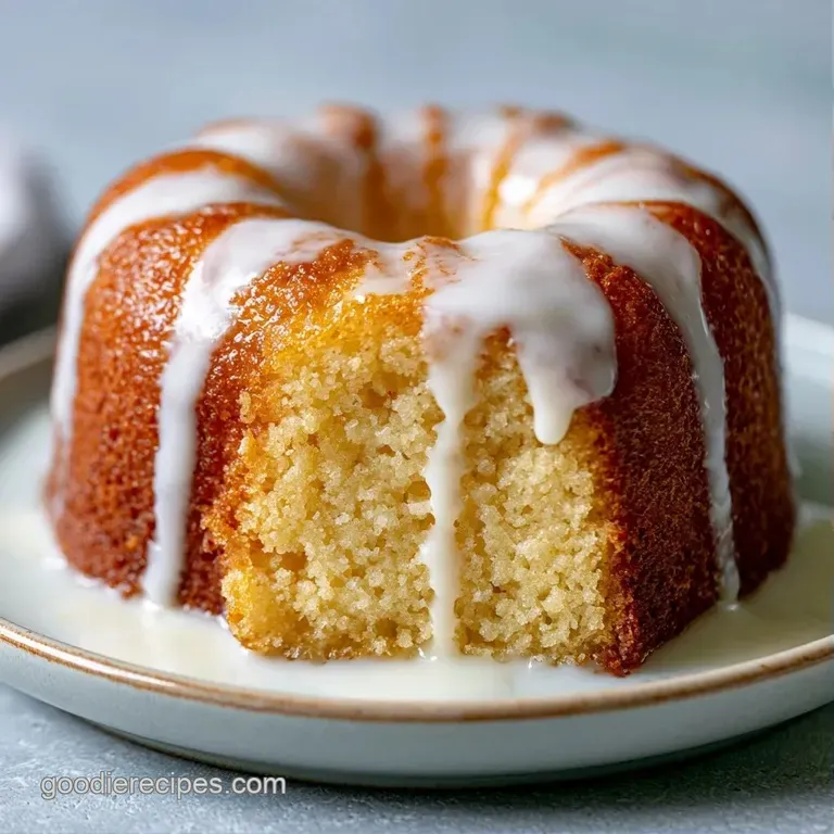 A neat slice of snowy white cake on a white plate, topped with velvety whipped cream and a fresh mint leaf.