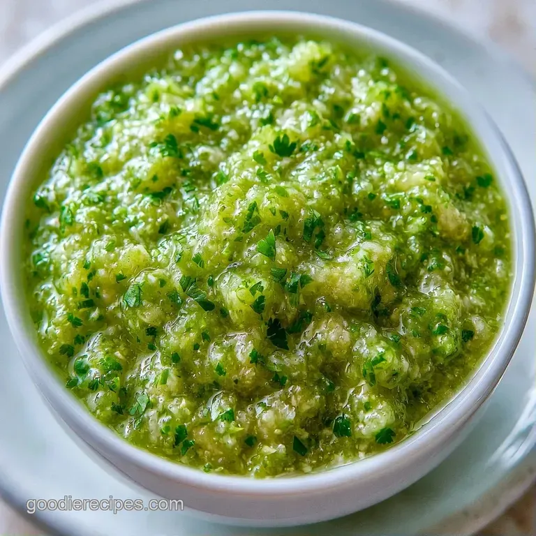 Bright green sauce in a small bowl surrounded by salted corn tortilla chips and lime wedges on a wooden tray.