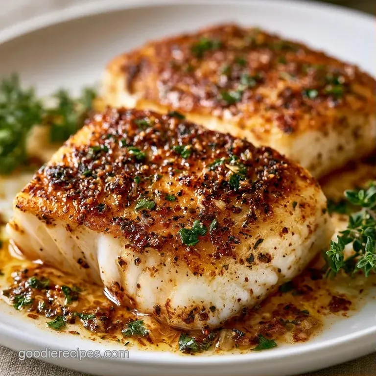 Golden-brown fish fillet resting on saut&eacute;ed greens with a bright lemon wedge and a sprinkle of fresh parsley.
