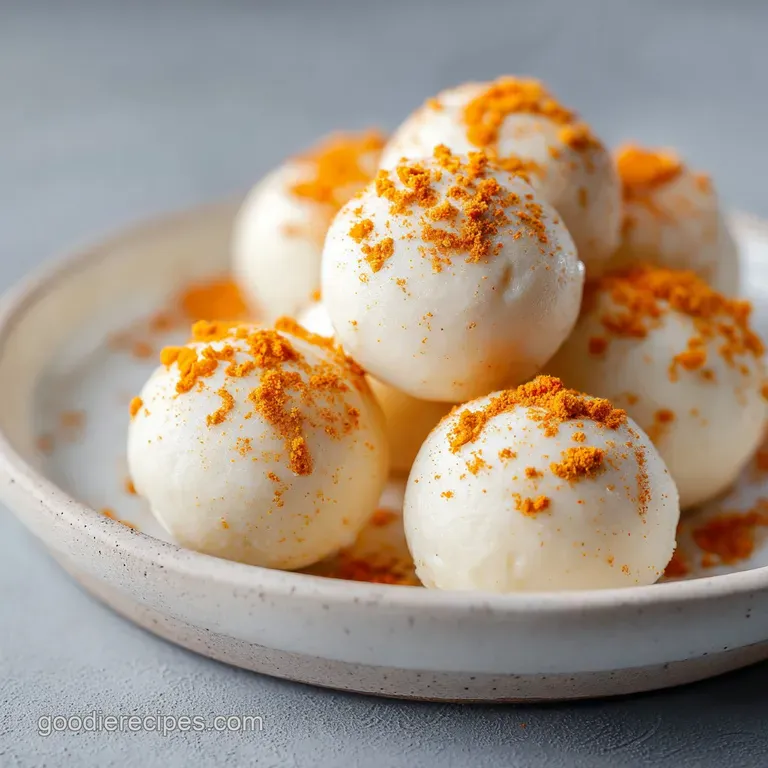Small orange confectionery spheres arranged on a dark slate board accented by cinnamon sticks and autumn leaves.