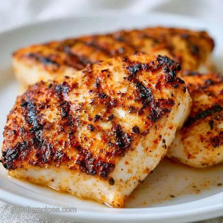 Flaky white fish fillet with charred grill marks served alongside steamed asparagus and a slice of bright lemon.