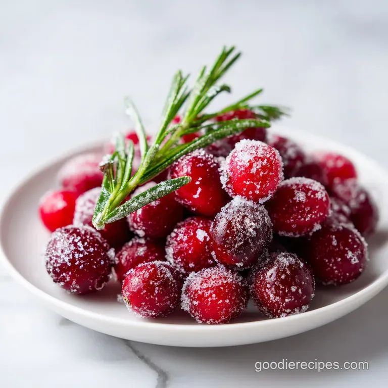Sugar Frosted Cranberries and Rosemary Garnishes