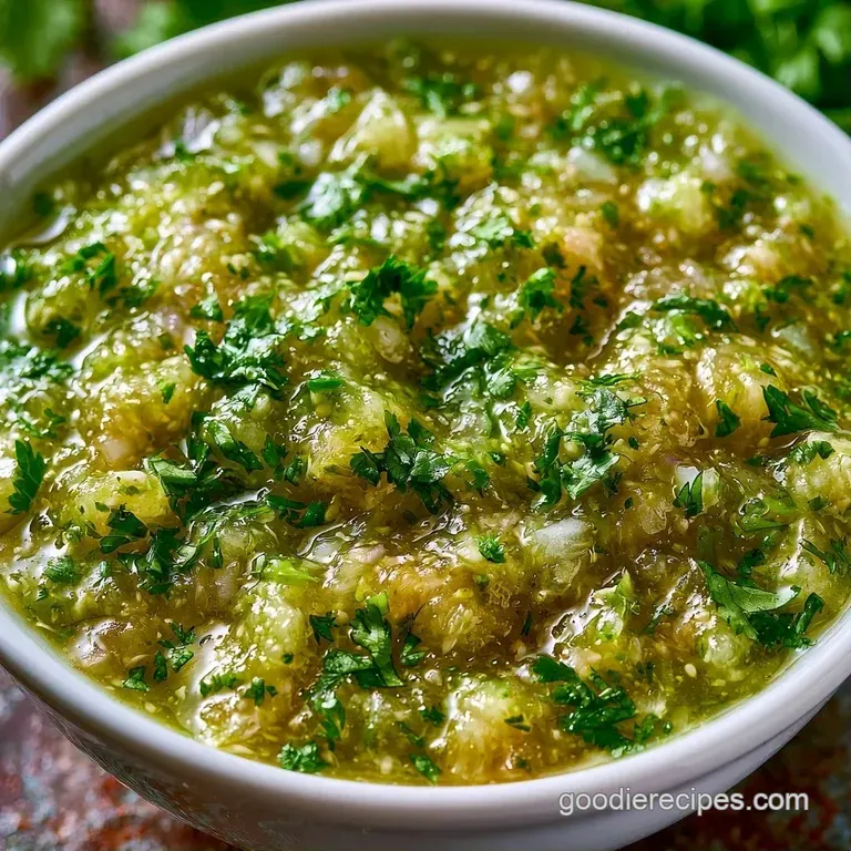 Bright green salsa in a rustic bowl surrounded by salted tortilla chips and lime wedges on a wooden table.