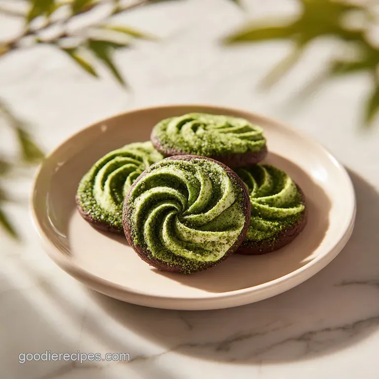 Stacked chocolate cookies with a generous drizzle of melted mint chocolate on a white plate.