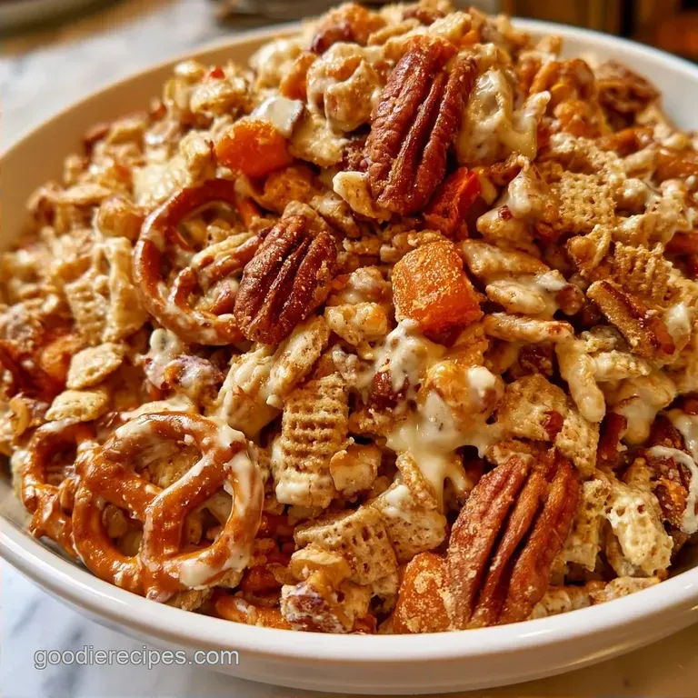 White Chocolate Fall Chex Mix with Baking Chips